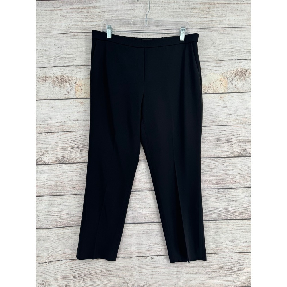 Theory Treeca Pull On Pants Womens 10 Black Admiral Crepe Cropped K0109203